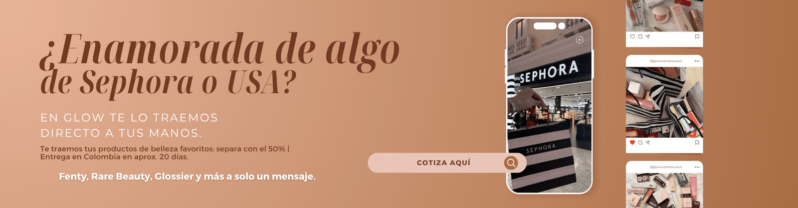 Glow Cósmeticos | Maquillaje y Cuidado Facial baner importados inicio