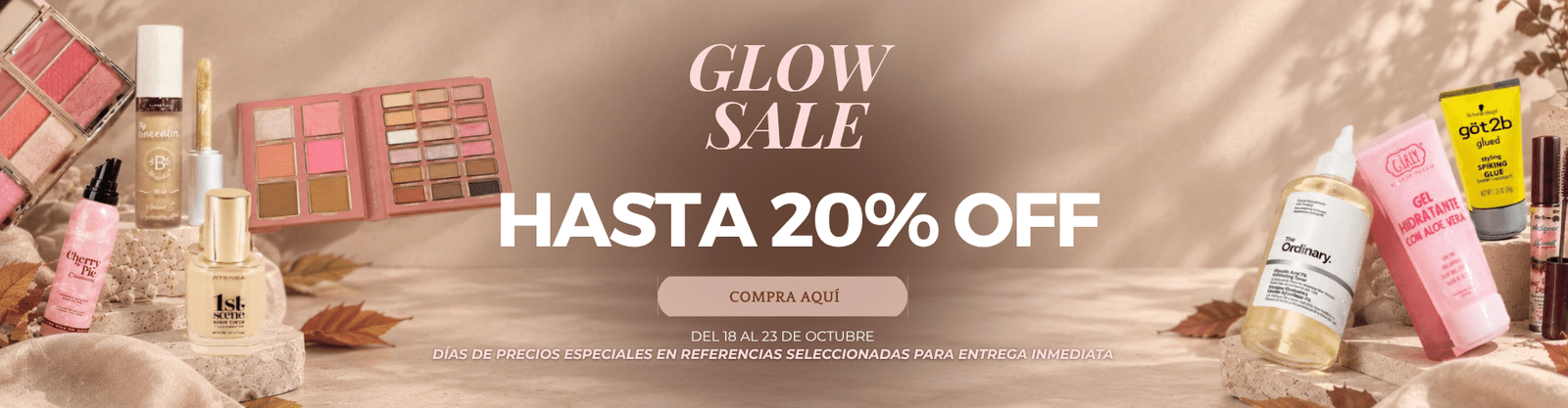 Glow Cósmeticos | Maquillaje y Cuidado Facial baner bloomshell inicio